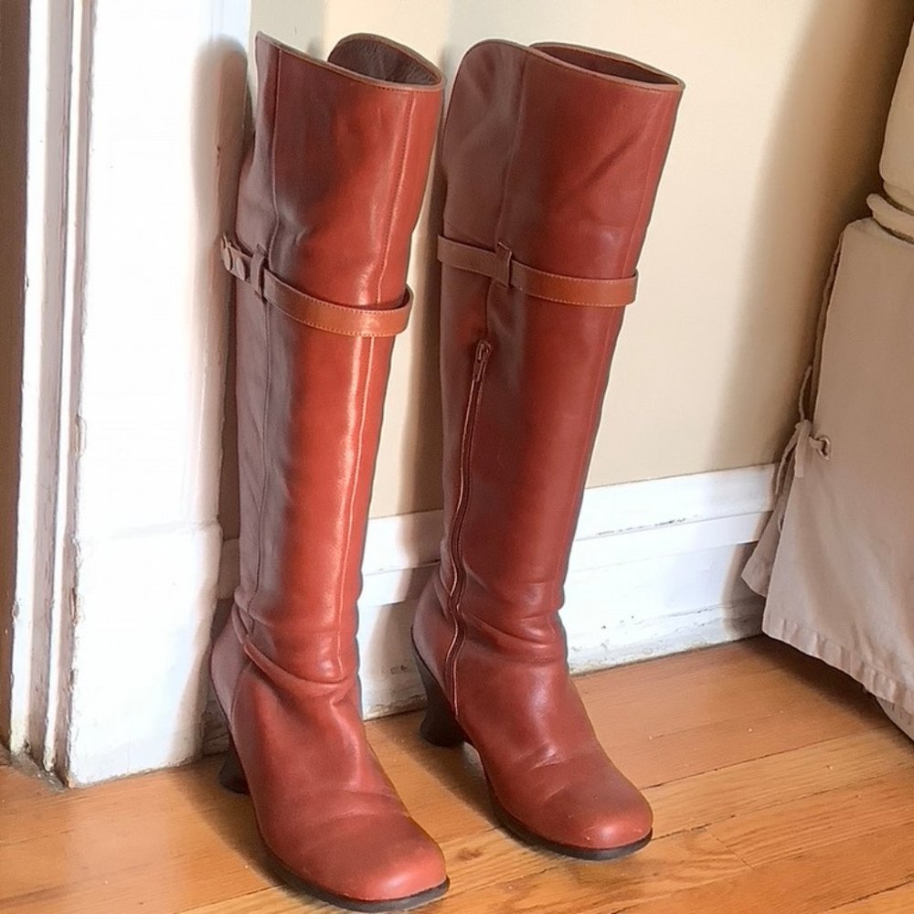 John Fluevog Brown Apricot Boots Like New